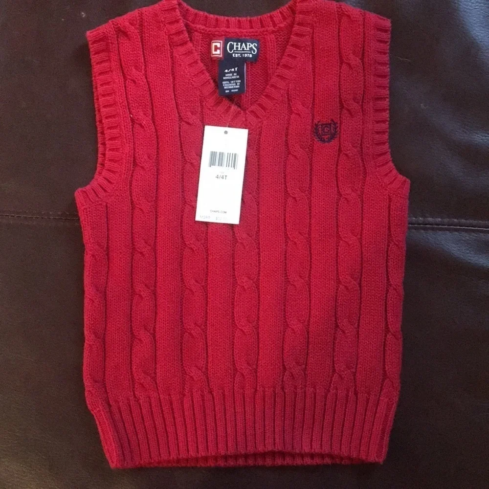 Chaps red sweater vest - Picture 1 of 4
